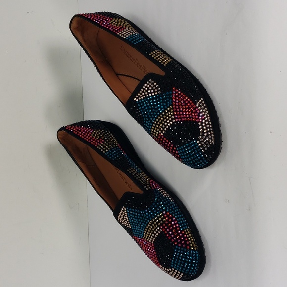 L'AMOUR DES PIEDS CORREZE STONE EMBELLISHMENT BLK SUEDE WEDGES SHOES 10 M MINT - Picture 1 of 14